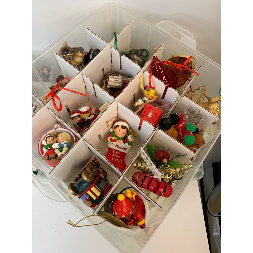 Lot of Christmas Ornaments Set Of 41 With Storage Box 9051